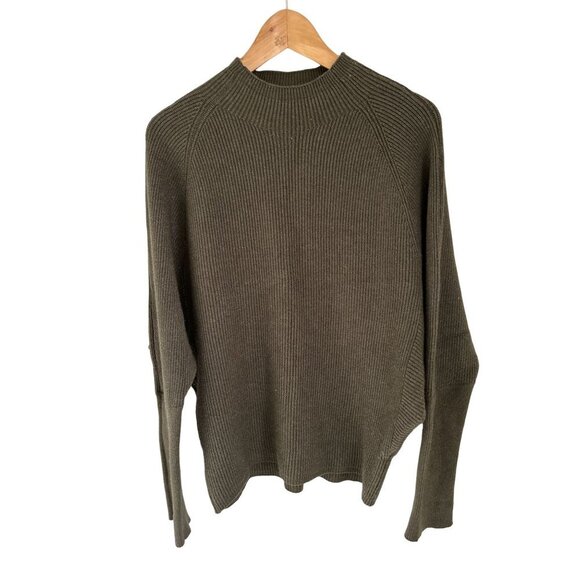 Vila Milano Knitted Sweater Crewneck Ribbed Olive Green Size Large - Picture 3 of 9